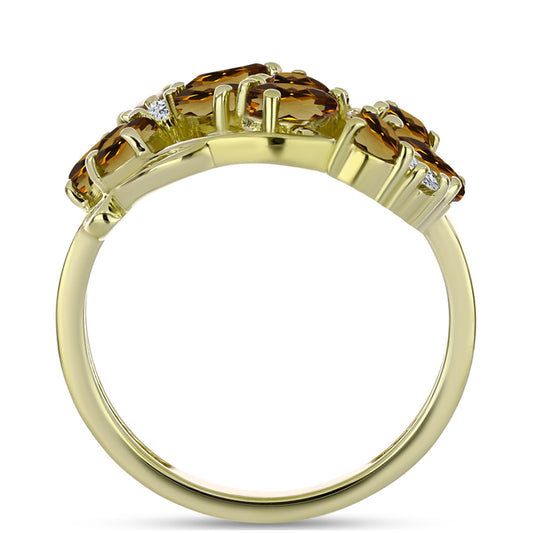 Kullattu hopeaSormus Konjakin Värisellä Kvartsilla ja Valkoisella Topaasilla