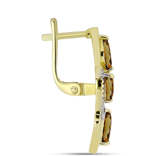 Kullatut hopeat Korvakorut Konjakin Värisellä Kvartsilla ja Valkoisella Topaasilla