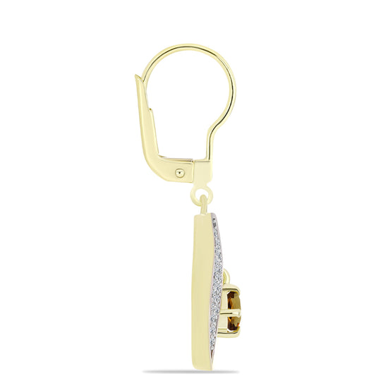 Kullatut hopeat Korvakorut Konjakin Värisellä Kvartsilla ja Valkoisella Topaasilla