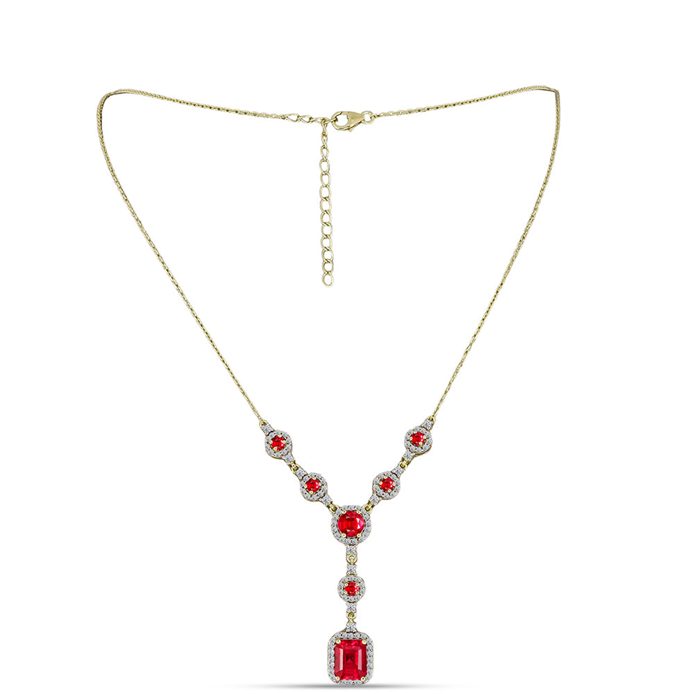 Kullattu hopeaKaulakoru Punaisella Akaatilla ja Valkoisella Topaasilla 1 