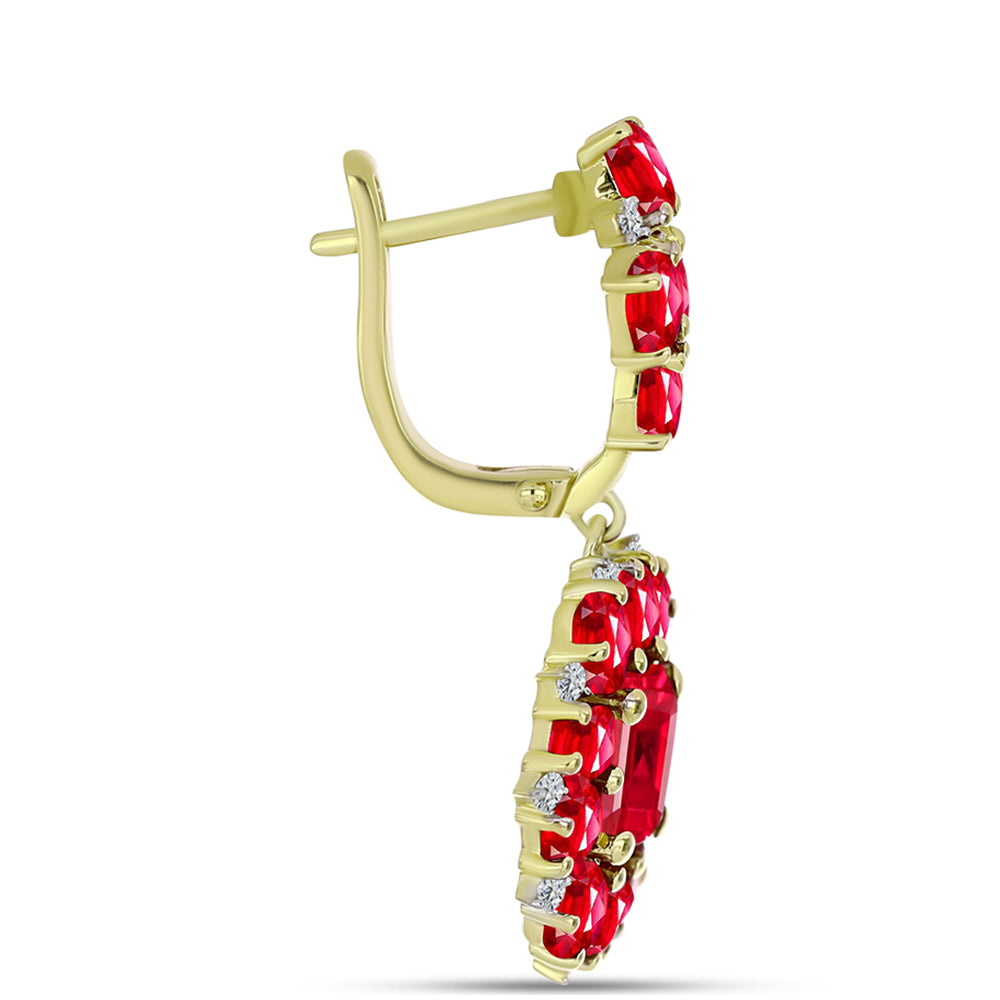 Kullatut hopeat Korvakorut Punaisella Akaatilla ja Valkoisella Topaasilla