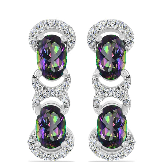 HopeaKorvakorut Brasilian Mystisellä Vihreällä Kvartsilla ja Valkoisella Topaasilla