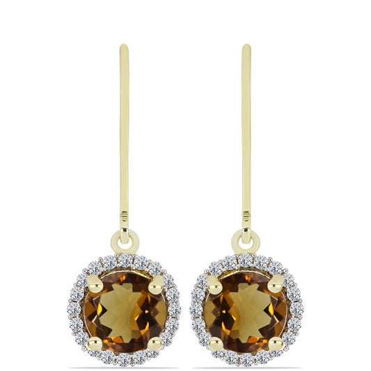 Kullatut hopeat Korvakorut Konjakin Värisellä Kvartsilla ja Valkoisella Topaasilla