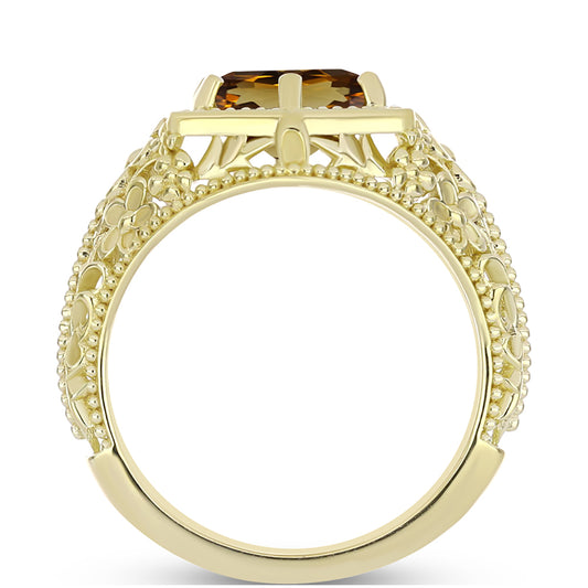 Kullattu hopeaSormus Konjakin Värisellä Kvartsilla