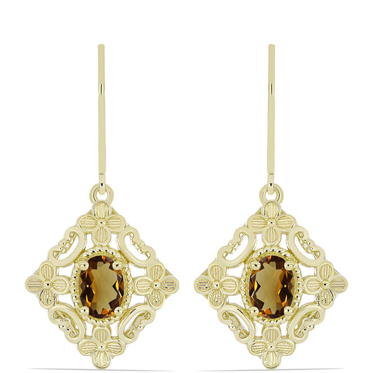 Kullatut hopeat Korvakorut Konjakin Värisellä Kvartsilla