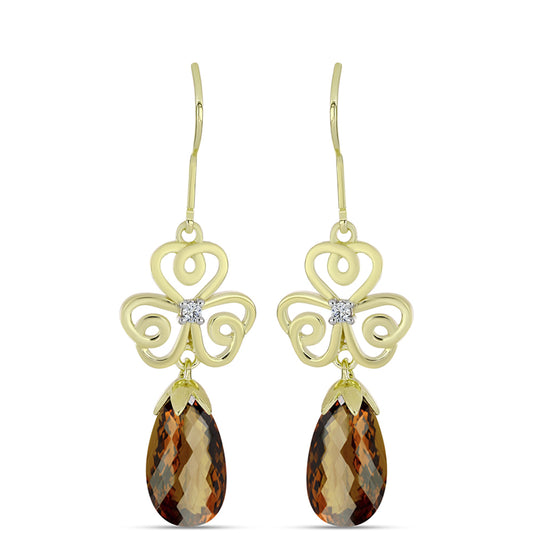 Kullatut hopeat Korvakorut Konjakin Värisellä Kvartsilla ja Valkoisella Topaasilla