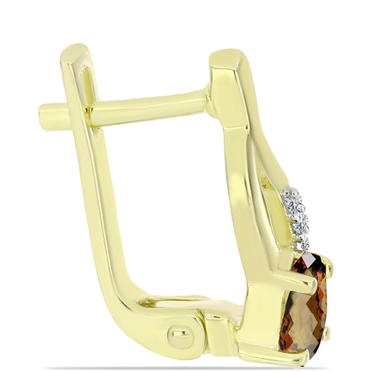 Kullatut hopeat Korvakorut Konjakin Värisellä Kvartsilla ja Valkoisella Topaasilla