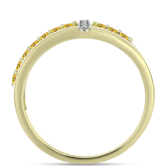 Kullattu hopeaSormus Konjakin Värisellä Kvartsilla ja Valkoisella Topaasilla