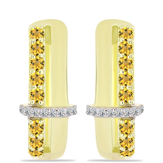 Kullatut hopeat Korvakorut Konjakin Värisellä Kvartsilla ja Valkoisella Topaasilla