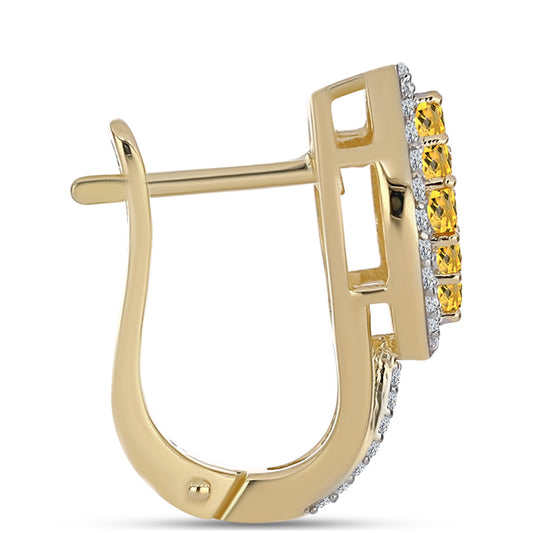 Kullatut hopeat Korvakorut Konjakin Värisellä Kvartsilla ja Valkoisella Topaasilla