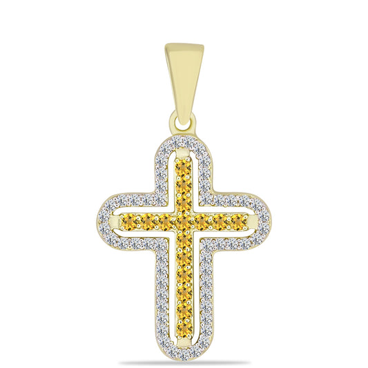 Kullattu hopeaRiipus Konjakin Värisellä Kvartsilla ja Valkoisella Topaasilla