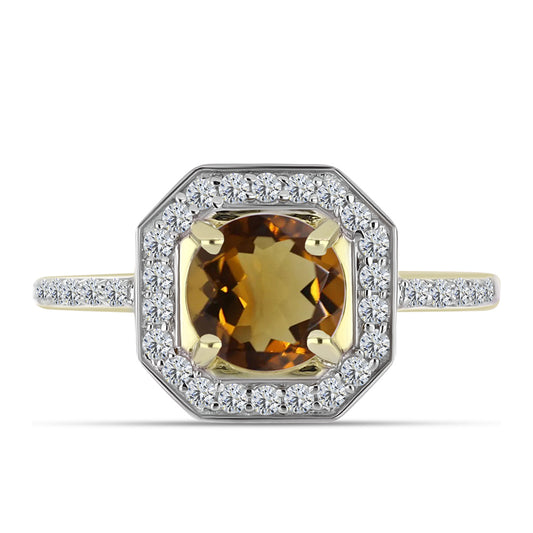 Kullattu hopeaSormus Konjakin Värisellä Kvartsilla ja Valkoisella Topaasilla