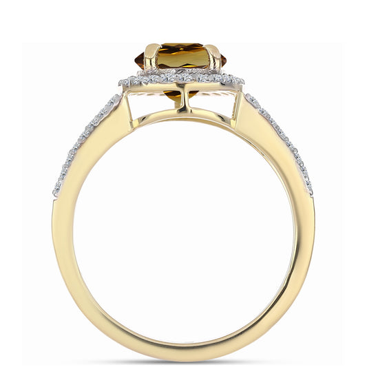 Kullattu hopeaSormus Konjakin Värisellä Kvartsilla ja Valkoisella Topaasilla