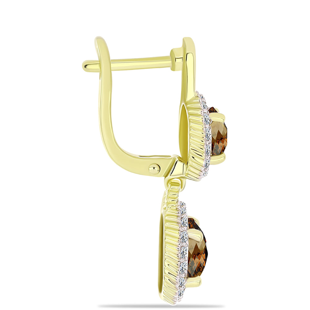 Kullatut hopeat Korvakorut Konjakin Värisellä Kvartsilla ja Valkoisella Topaasilla