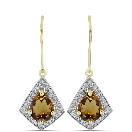 Kullatut hopeat Korvakorut Konjakin Värisellä Kvartsilla ja Valkoisella Topaasilla