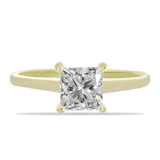 Kullattu hopeaSormus Sertifioitu laboratoriossa kasvatettu timantti