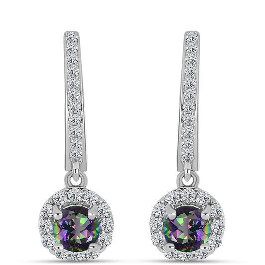 HopeaKorvakorut Brasilian Mystisellä Vihreällä Kvartsilla ja Valkoisella Topaasilla