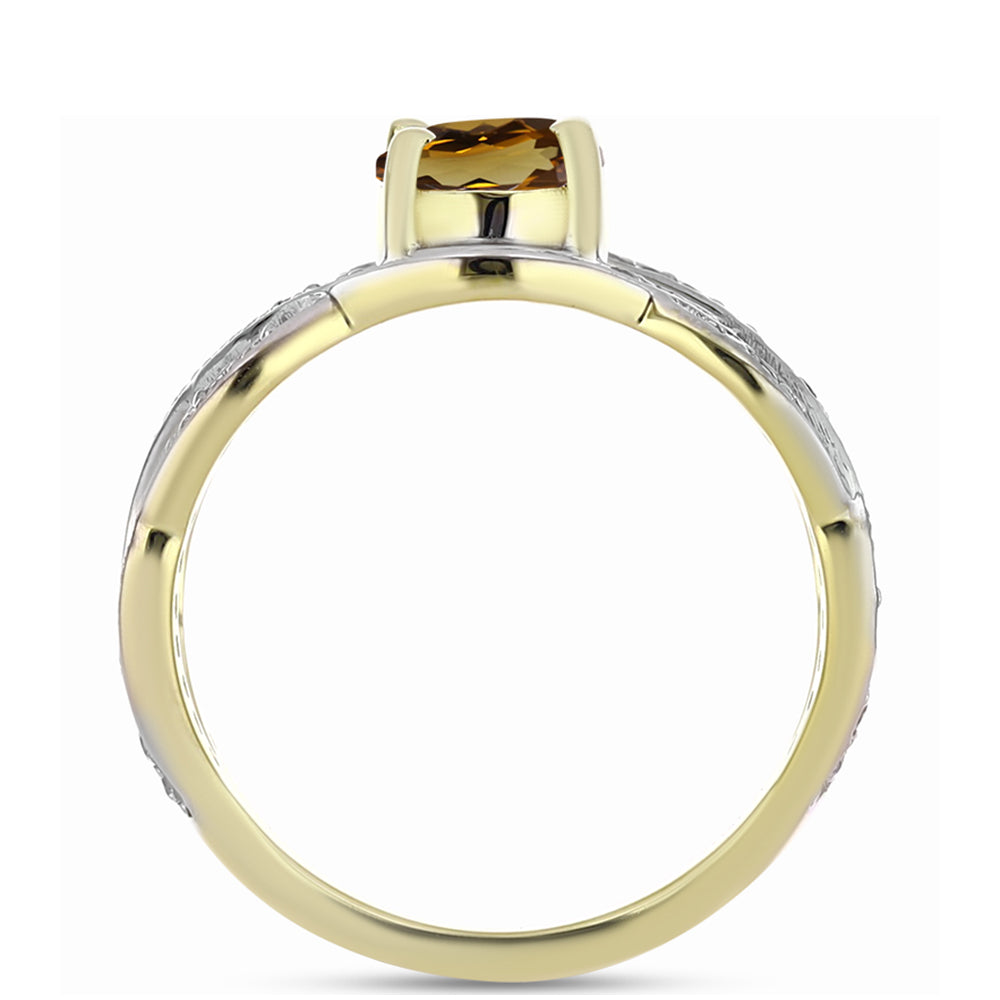 Kullattu hopeaSormus Konjakin Värisellä Kvartsilla ja Valkoisella Topaasilla 2 