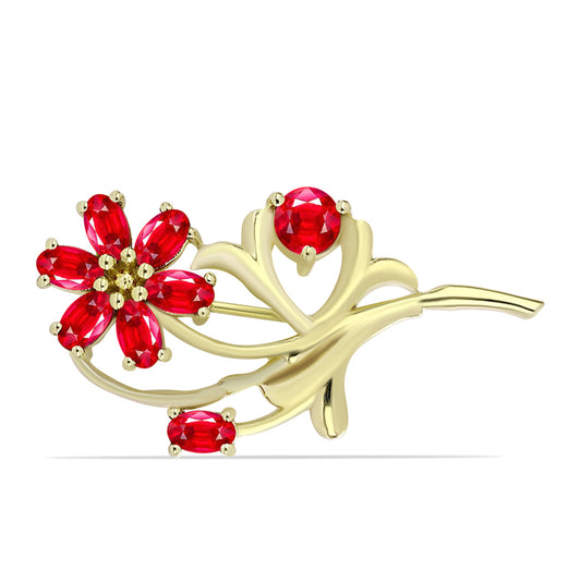 Kullattu hopeaRintaneula Punaisella Akaatilla