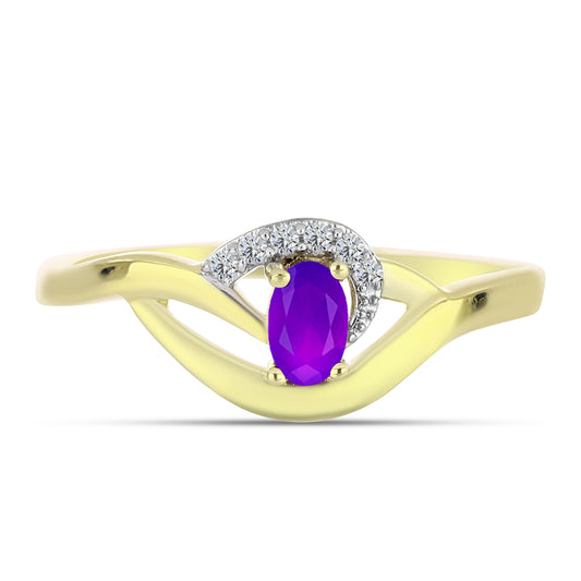 Kullattu hopeaSormus Violetilla Akaatilla ja Valkoisella Topaasilla