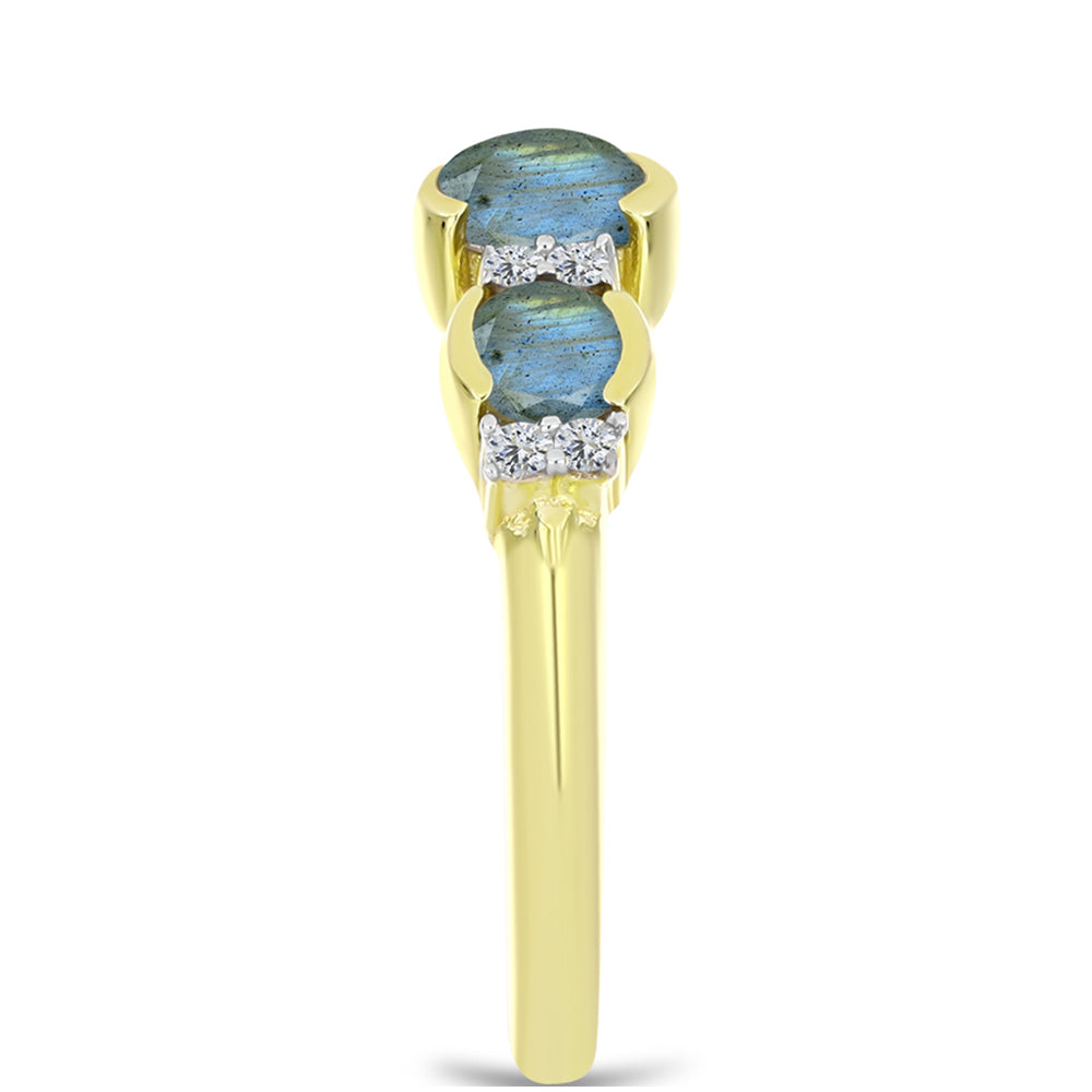 Kullattu hopeaSormus Labradoriitilla ja Valkoisella Topaasilla 4 