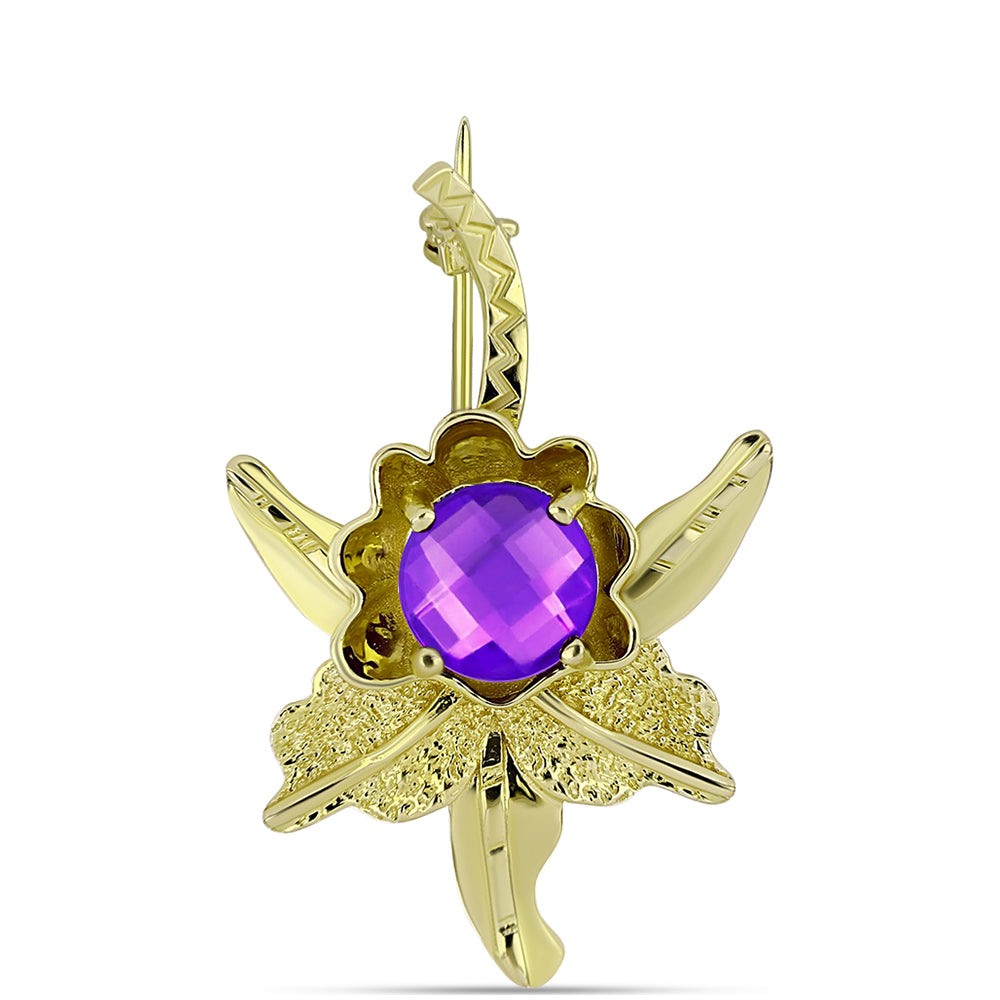 Kullattu hopeaRintaneula Violetilla Akaatilla 1 