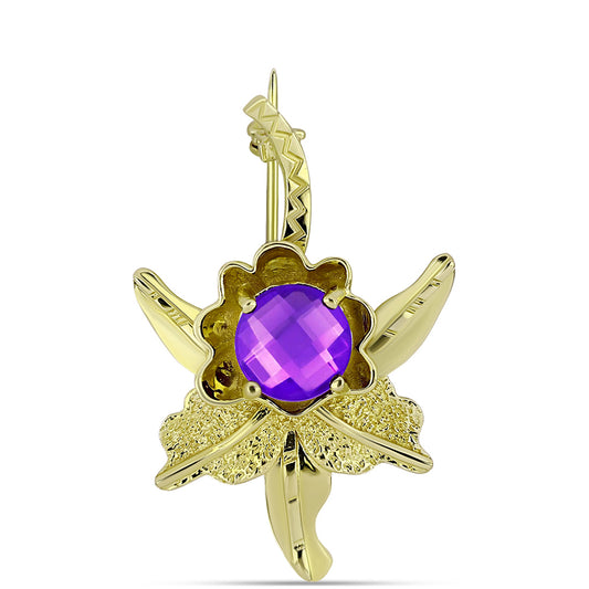 Kullattu hopeaRintaneula Violetilla Akaatilla