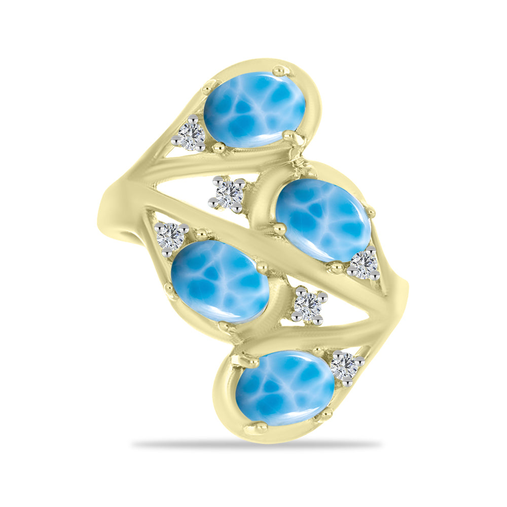 Kullattu hopeaSormus Larimarkivellä ja Valkoisella Topaasilla 1 