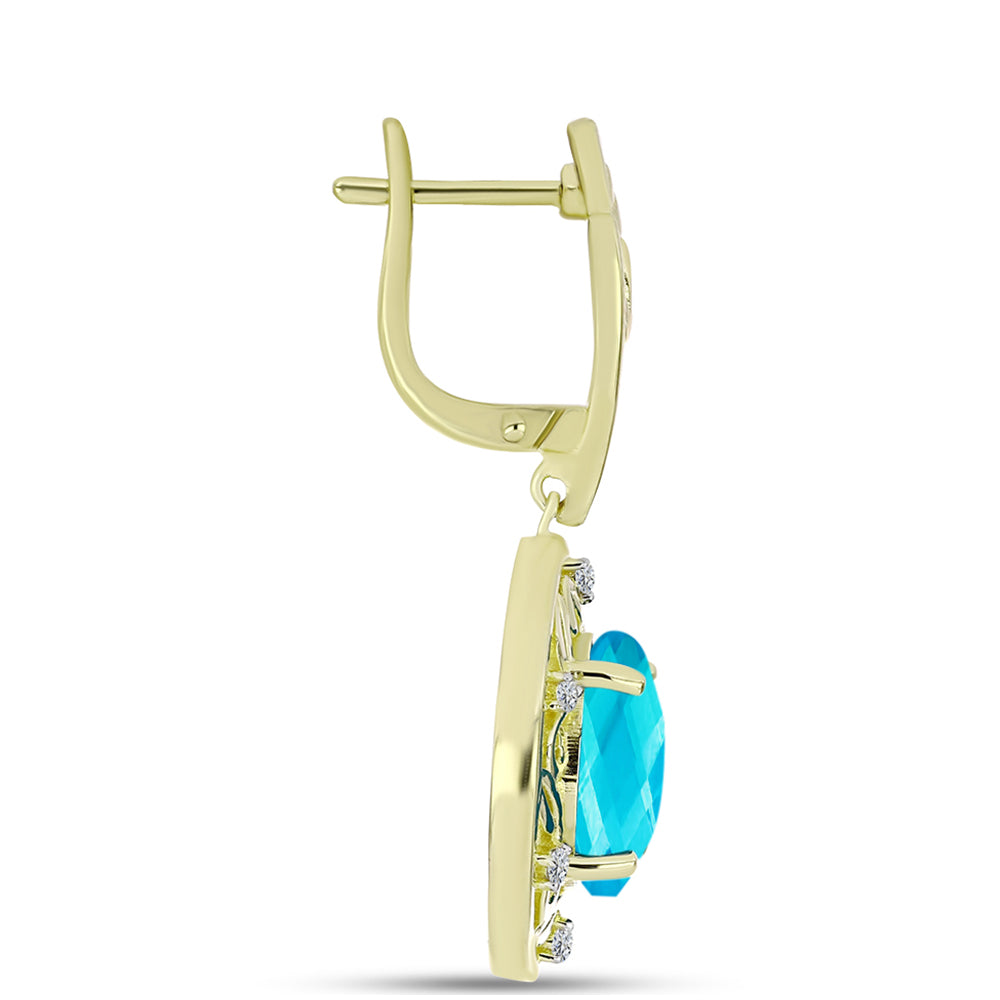 Kullatut hopeat Korvakorut Sinisellä Jadella ja Valkoisella Topaasilla 2 