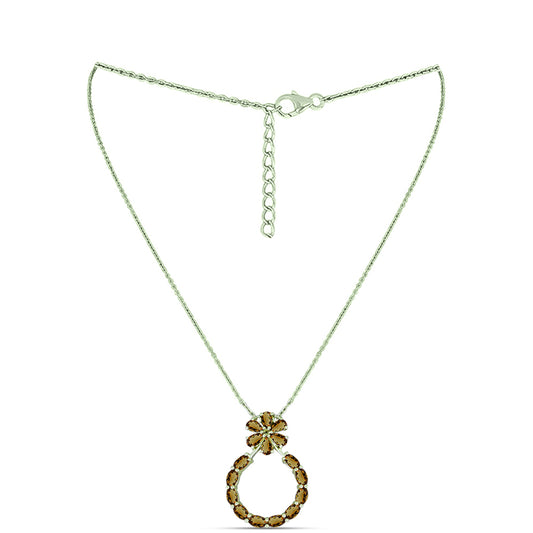 Kullattu hopeaKaulakoru Konjakin Värisellä Kvartsilla