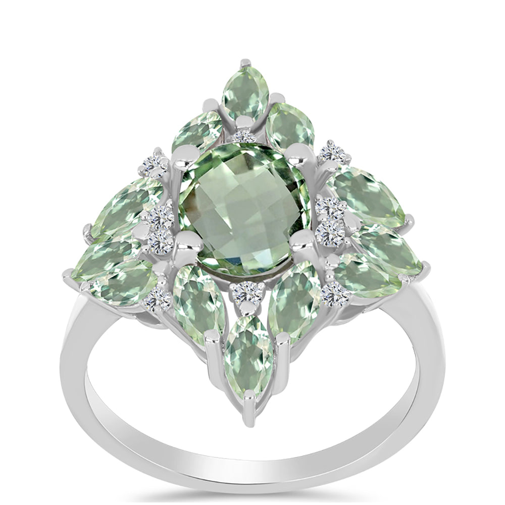 HopeaSormus Vihreällä Ametistilla ja Valkoisella Topaasilla