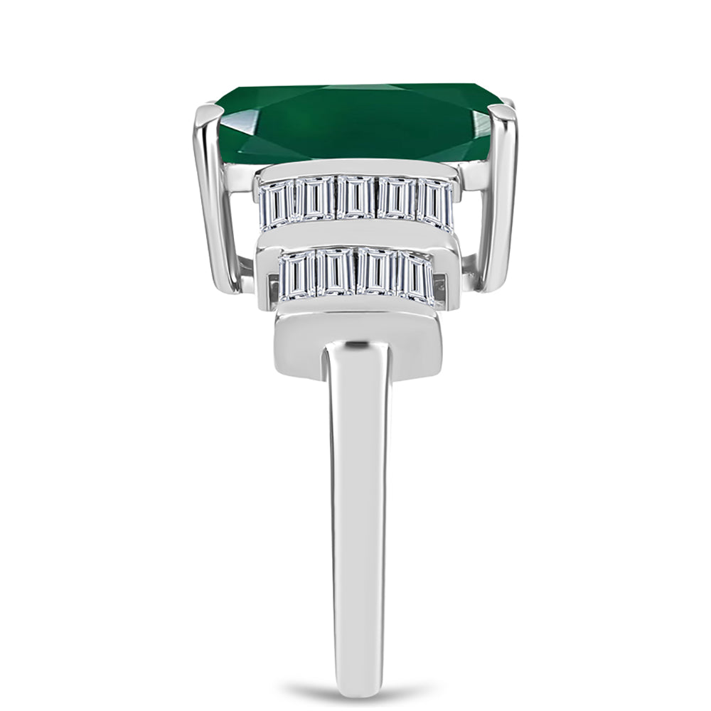 HopeaSormus Vihreällä Kalcedonialla ja Valkoisella Zirkonilla