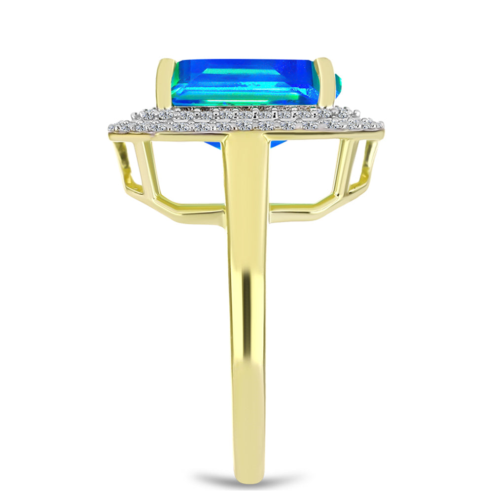 Kullattu hopeaSormus Riikinkukkokvartsilla ja Valkoisella Topaasilla