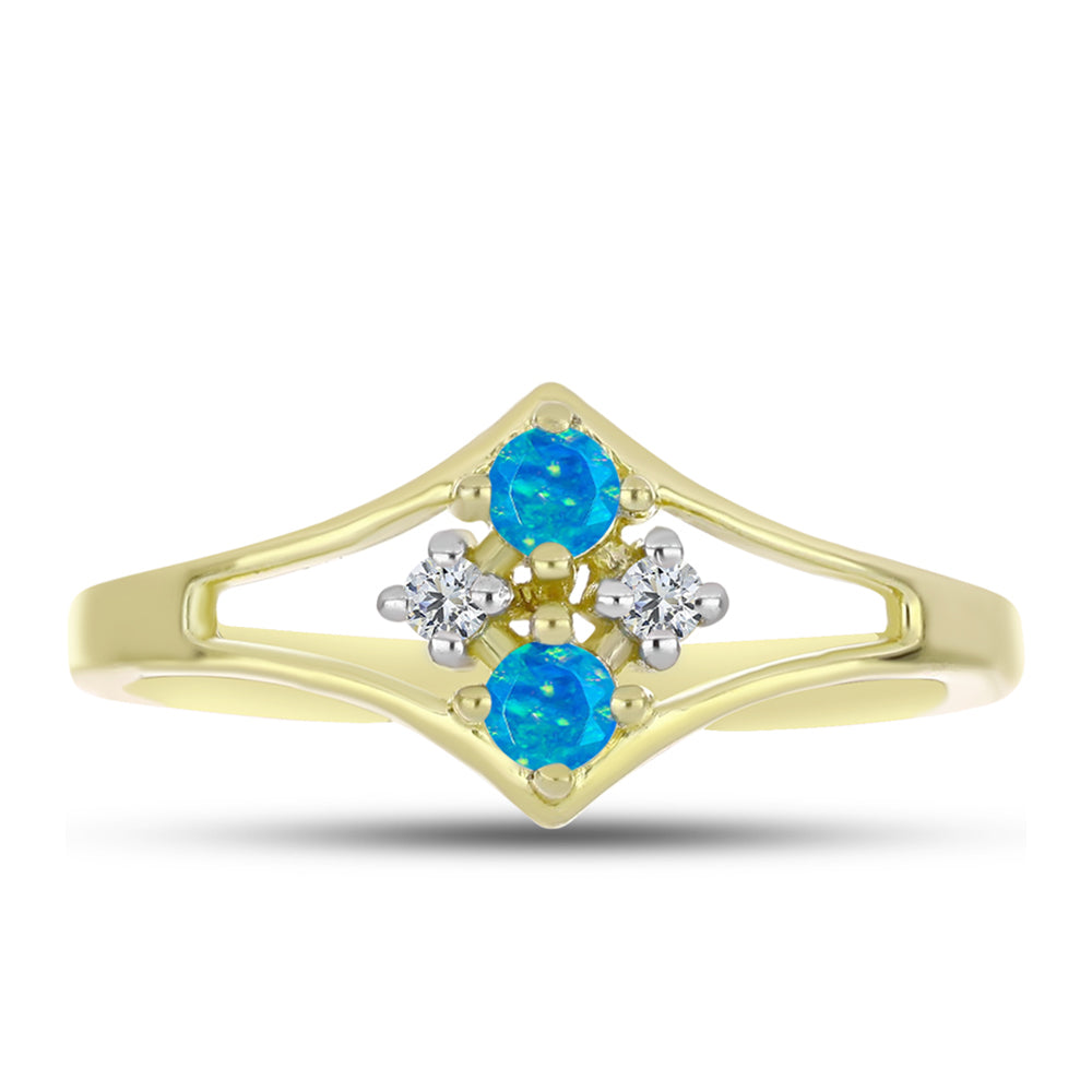 Kullattu hopeaSormus Etiopialaisella Paraiba-Sinisellä Opaalilla ja Valkoisella Topaasilla 1 