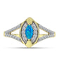 Kullattu hopeaSormus Etiopialaisella Paraiba-Sinisellä Opaalilla ja Valkoisella Topaasilla