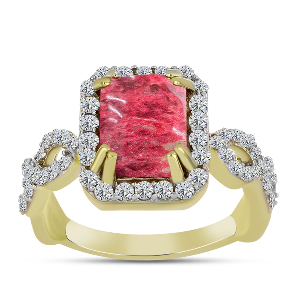 Kullattu hopeaSormus Thuliitilla ja Valkoisella Topaasilla