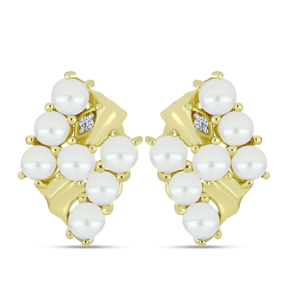 Kullatut hopeat Korvakorut Makeanveden Valkoisella Helmellä ja Valkoisella Topaasilla
