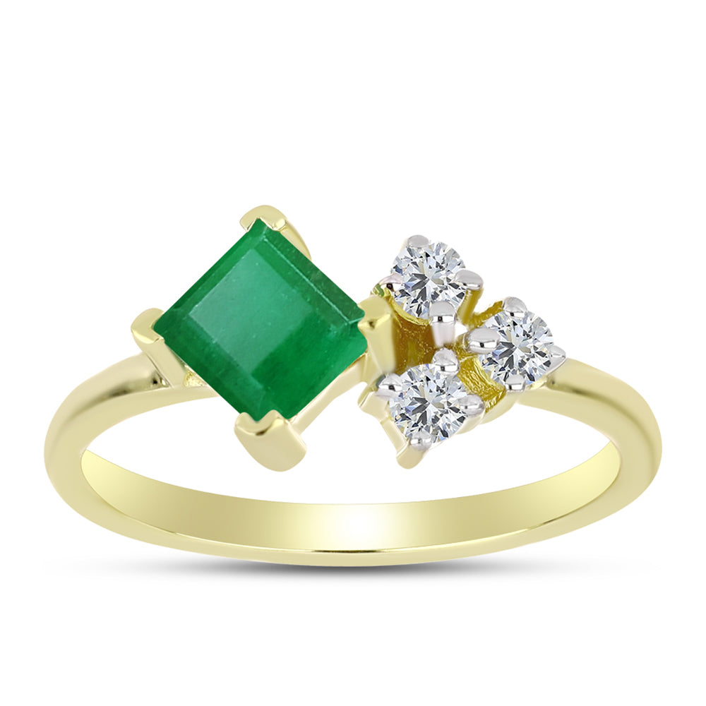 Kullattu hopeaSormus Brasilian Smaragdilla ja Valkoisella Topaasilla 3 