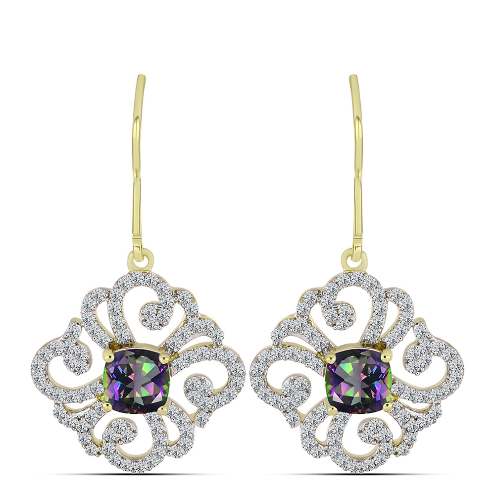 Kullatut hopeat Korvakorut Mystisellä Topaasilla ja Valkoisella Topaasilla 1 