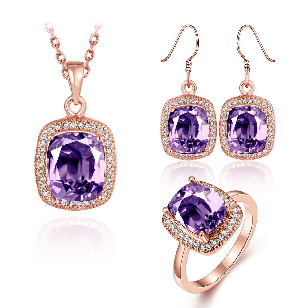 Kullattu Terässetti Violetilla Emporia® Kristallilla ( kaulakoru+korvakorut+sormus ) 1 