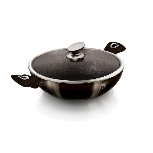 Berlinger Haus Metallic Line Shiny Black Edition Wok, jossa kansi, 30 cm