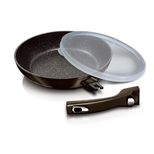 Berlinger Haus Metallic Line Shiny Black Edition -paistinpannu, jossa on irrotettava kahva, 28 cm