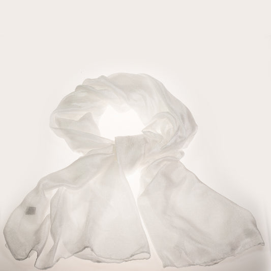 Muotihuivi, 100% viskoosia, silkintuntuinen, 180 cm x 85 cm, valkoinen