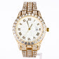EMPORIA fashion set collection 2023, set of gold tone watch, bracelet, necklace, earrings, ring, with white stones