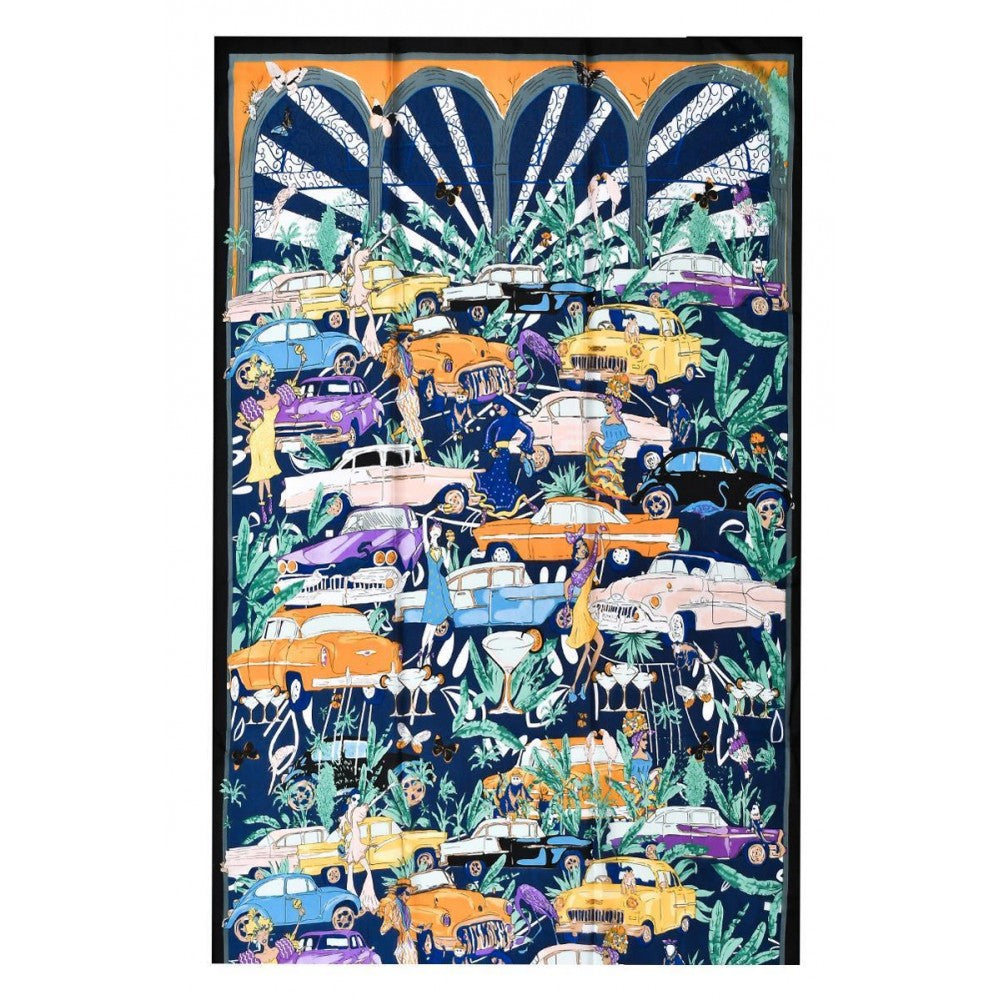100% Aitoa Silkkihuivi/-saali, 90 cm x 180 cm, Trooppinen Katukarnevaali