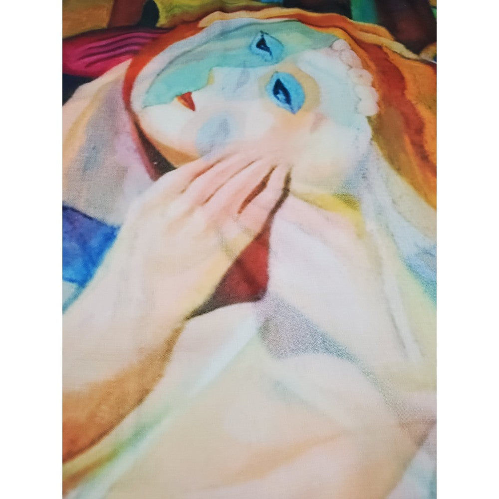 Puuvillahuivi/-saali, 70 cm x 180 cm, Picasso - Abstrakti Muotokuva