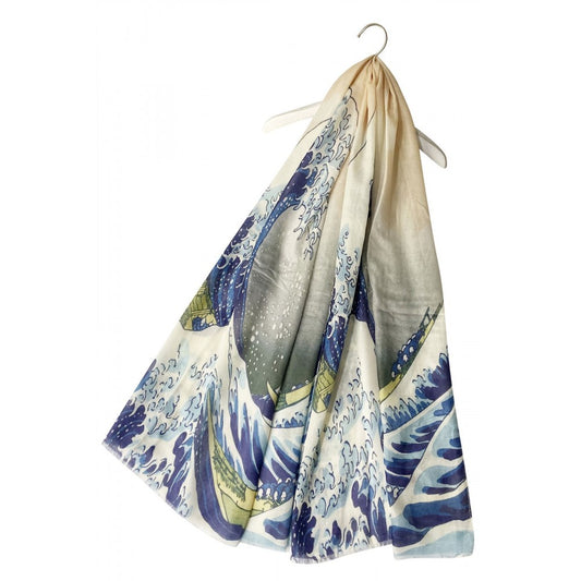 Puuvillahuivi/-saali, 70 cm x 180 cm, Hokusai - Suuri Aalto