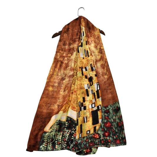 100% Silkkihuivi, 90 cm x 180 cm, Klimt, The Kiss