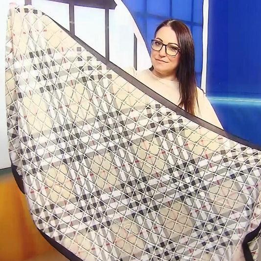 Puuvillahuivi/-saali, 90 cm x 180 cm, tartaani-tiilikuvioitu