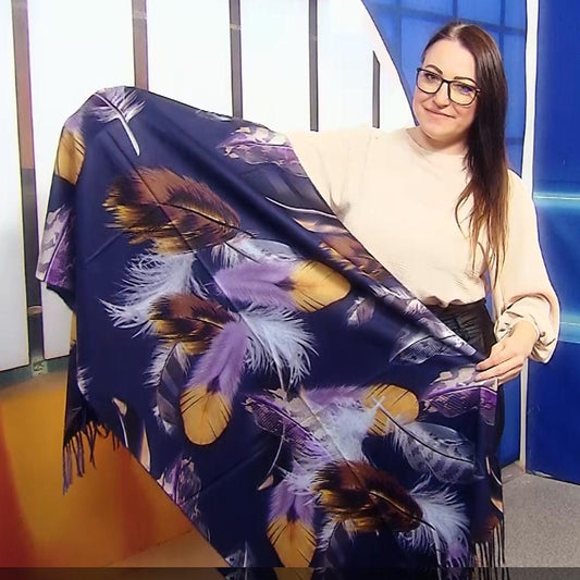 Villahuivi/-saali, 70 cm x 180 cm, isot höyhenet, laivastonsininen